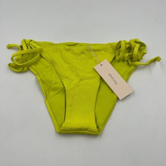 Eberjey Sadie Pique Side Tie Bikini Bottom Lime Green Textured W1921SD - Size L - Picture 2 of 7